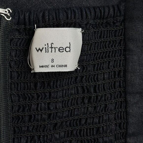Aritzia Wilfred Saturn Dress Black Organic Linen Wrap Midi 8 Minimalist Classic - Picture 10 of 12